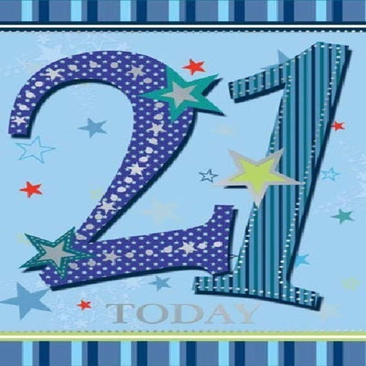 21st Birthday Card for Him | Happy 21st Birthday Greeting Card  -  14  x  20 cm