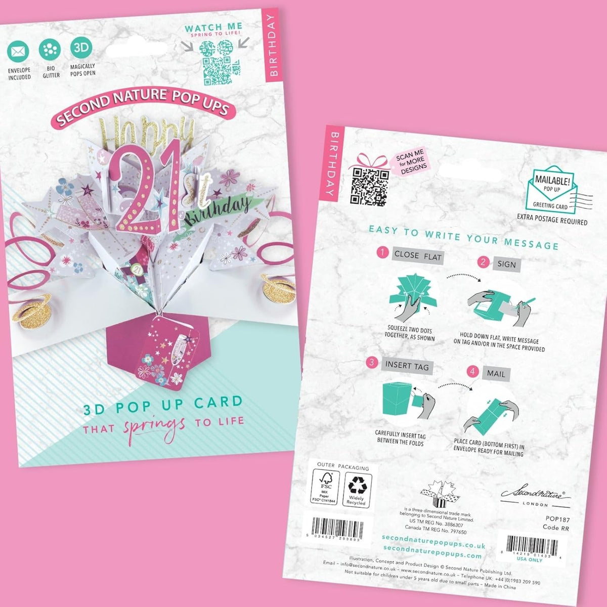 21st Birthday Pop-Up Card | Second Nature 3D Greeting Card