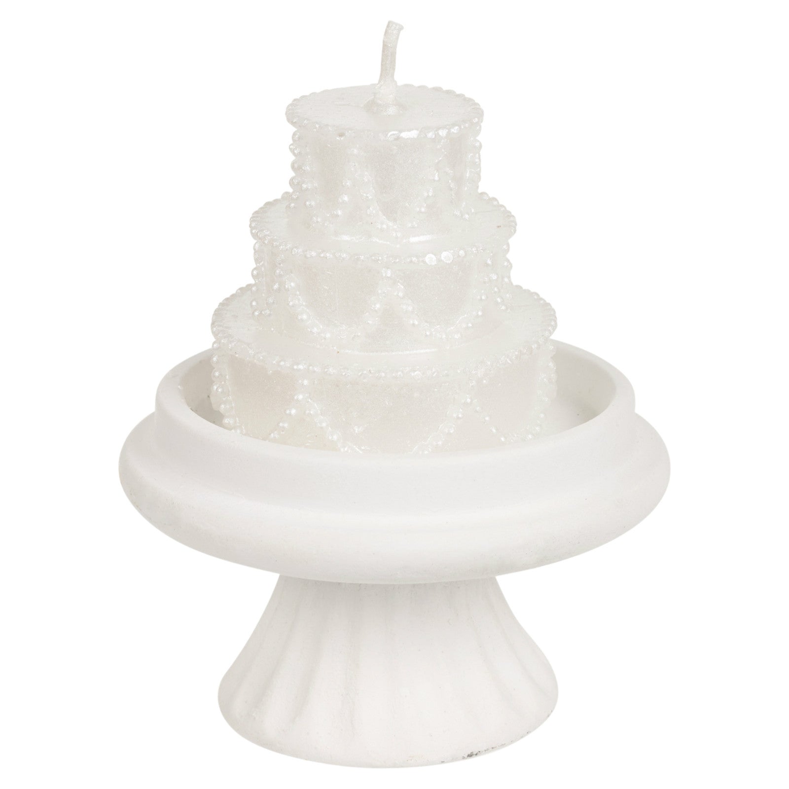 Luxury White Tiered Wedding Cake Candle Topper on Stand Table Center Piece Decor