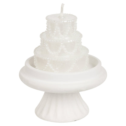 Luxury White Tiered Wedding Cake Candle Topper on Stand Table Center Piece Decor