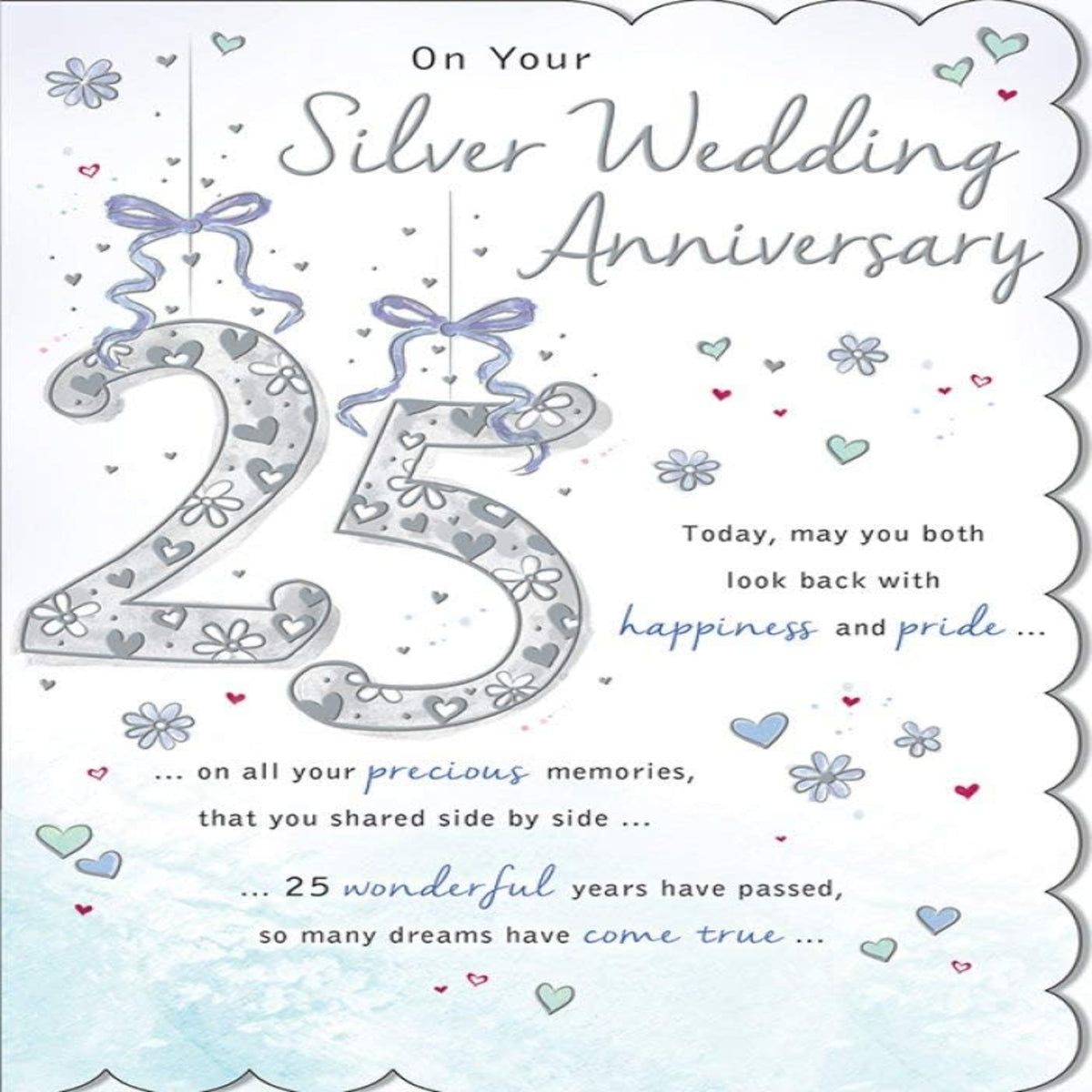 25th Silver Anniversary Card   -  Regal Publishing  -  9 x 6 inches