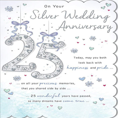 25th Silver Anniversary Card   -  Regal Publishing  -  9 x 6 inches