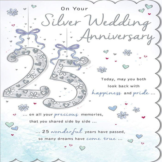 25th Silver Anniversary Card   -  Regal Publishing  -  9 x 6 inches