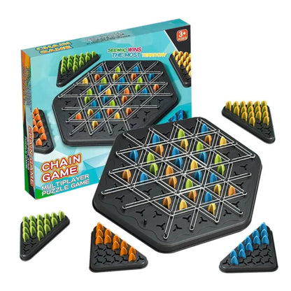 New Geometry Chain Chess Puzzle Triangle Chess Desktop Game Rubber Band Training Family Interaction Exercise Thinking Toys Gifts