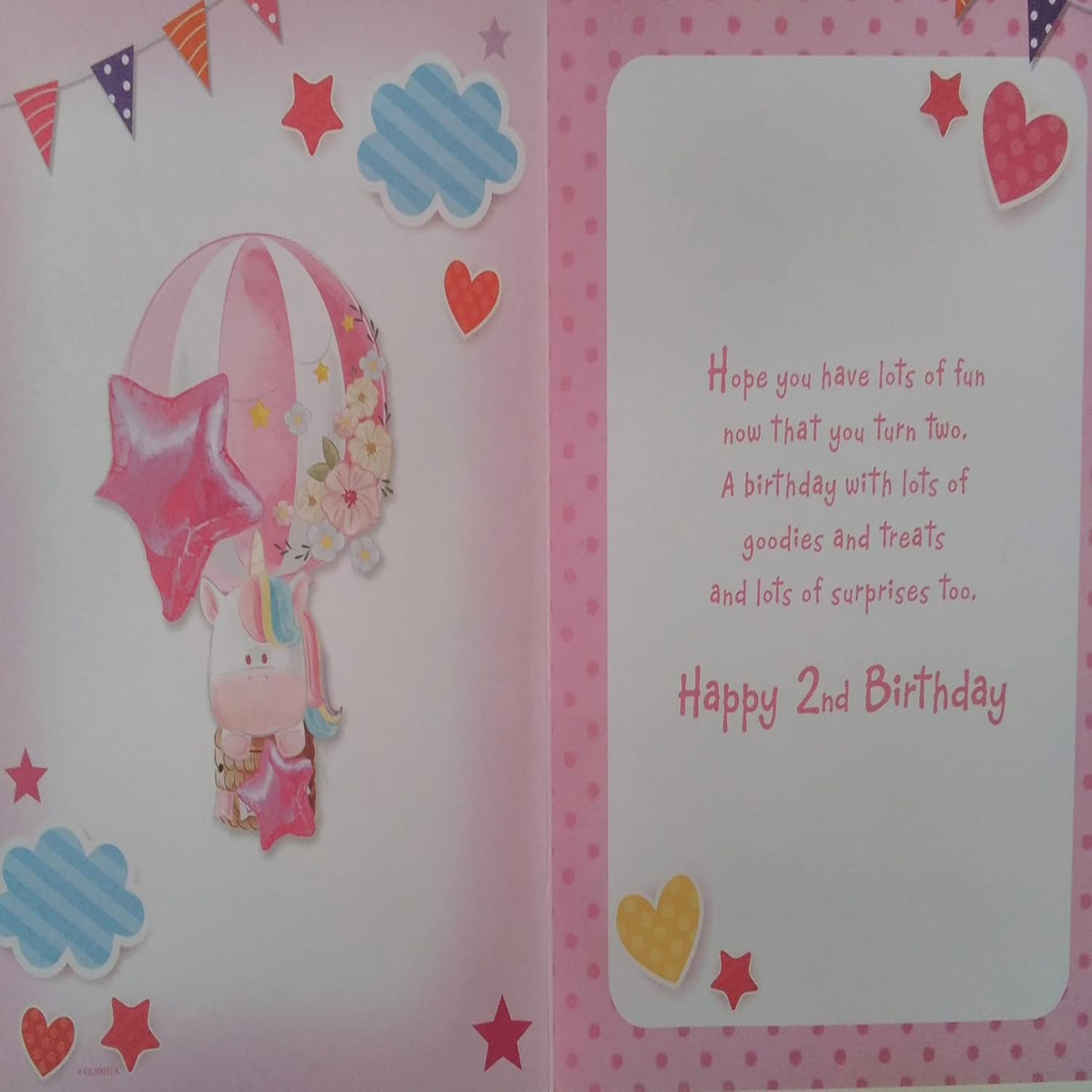 2nd Birthday Card for Girl | You're 2 Today Birthday Card     -   19.5cm x 13.5 cm