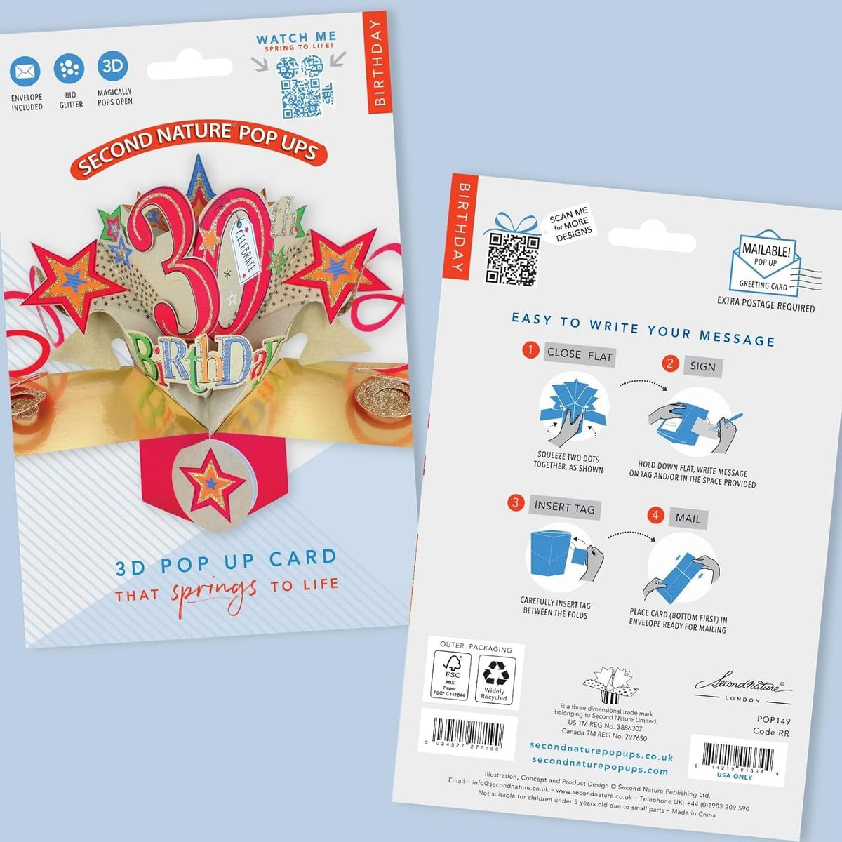 30th Birthday Pop-Up Card 3D | Second Nature