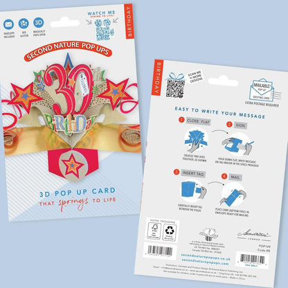 30th Birthday Pop-Up Card 3D | Second Nature