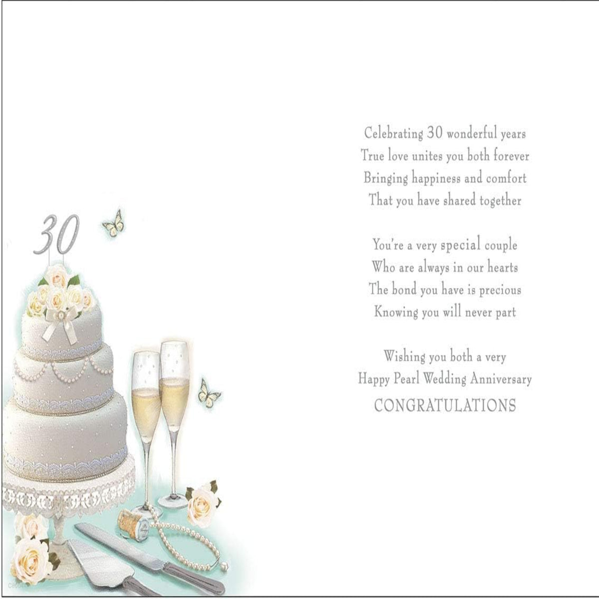 30th Pearl Anniversary Card | Elegant Wedding Anniversary Greeting Card    -    Regal Publishing   -   9 x 6 inches