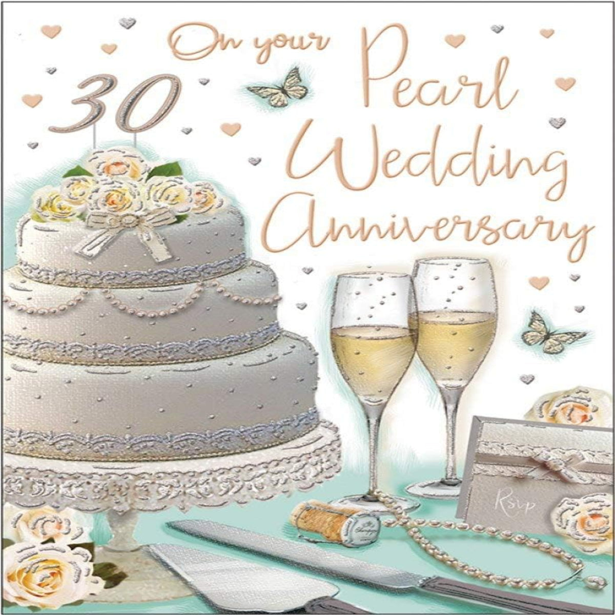 30th Pearl Anniversary Card | Elegant Wedding Anniversary Greeting Card    -    Regal Publishing   -   9 x 6 inches