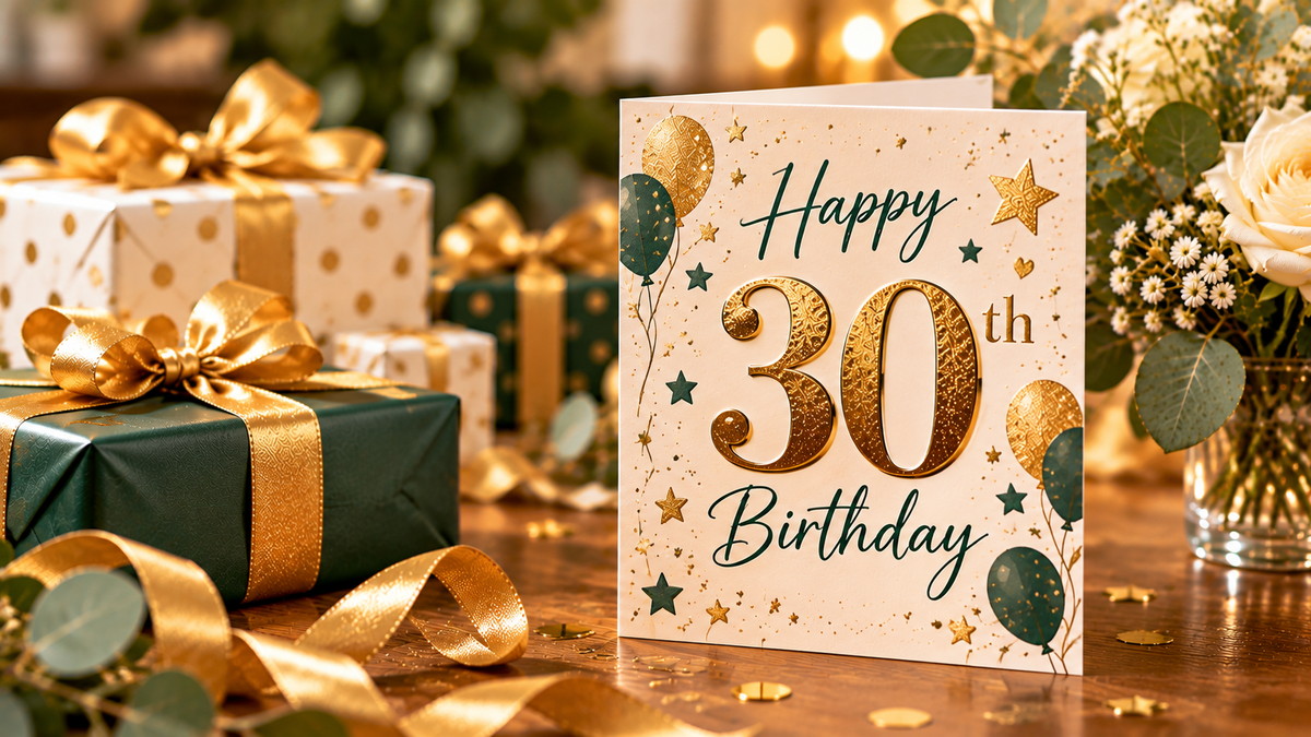 30th birthday cards and celebration gifts