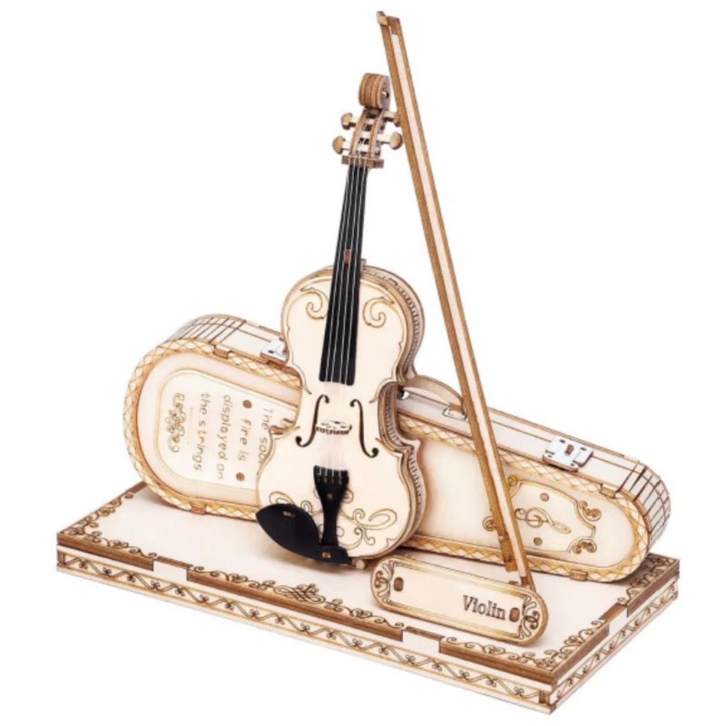 ROKR 3D Wooden Puzzle Violin Capriccio Model DIY Gifts for Boys&Girls Easy Assembly Kits Musicalbuilding Blocks TG604K