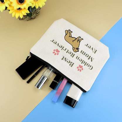 Golden Retriever Mom Gifts Makeup Bag Golden Retriever Lover Gift Golden Mom Cosmetic Bag Golden Retriever Owner Gift Dog Lover Gift for Women Mother'S Day Christmas Birthday Gift for Her Travel Pouch