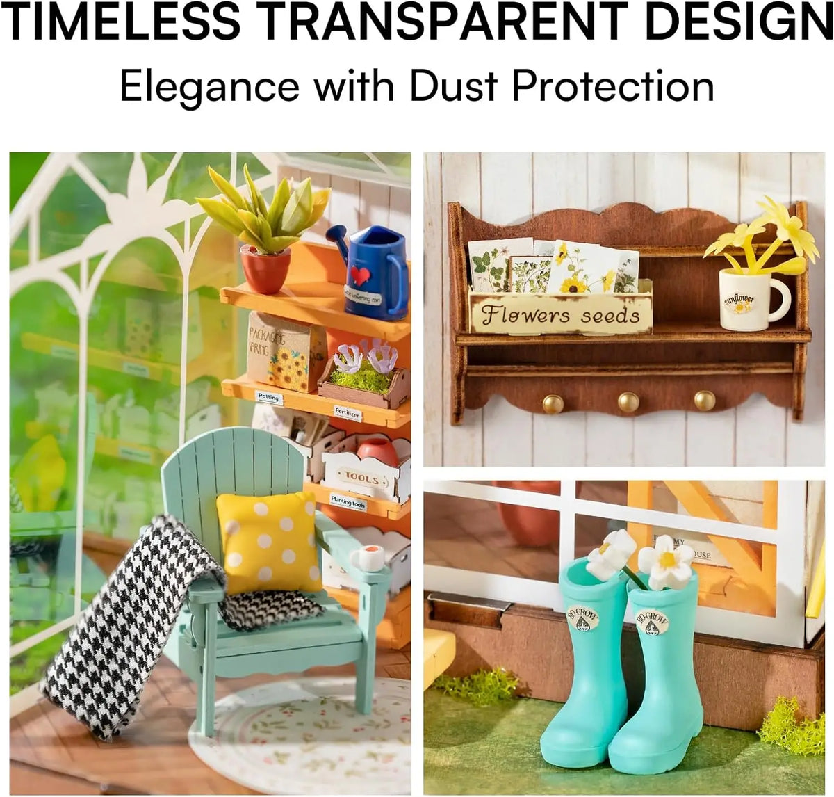 Rolife Dreamy Garden House 3D Puzzle DIY Miniature Dollhouse Kit Crafts Hobbies Bookshelf Decorative Objects DG163