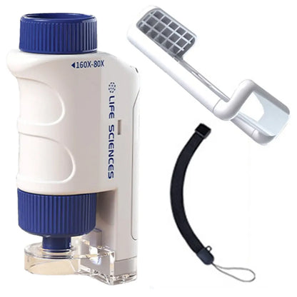 60-120X Mini Pocket Microscope Kit Boy Girl Exploring Gift Pocket Microscope Mini Handheld Microscope for Scientific Experiment