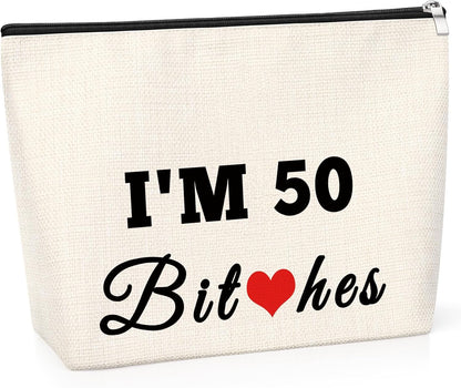 50 Year Old Gift Birthday Gift Sweet 50Th Birthday Gift Funny Cosmetic Bag Gift Happy 50Th Birthday Gift for Women Turning Fifty Birthday Gift for Mum Makeup Bag 1974 Birthday Gift for Wife Aunt
