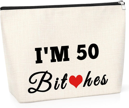 50 Year Old Gift Birthday Gift Sweet 50Th Birthday Gift Funny Cosmetic Bag Gift Happy 50Th Birthday Gift for Women Turning Fifty Birthday Gift for Mum Makeup Bag 1974 Birthday Gift for Wife Aunt