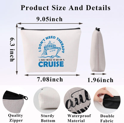 Cruise Makeup Bag for Women Family Cruise Vacation Gift I Don'T Need Therapy I Just Need to Go on a Cruise Travel Pouch (Therapy Go Cruise Bagu)