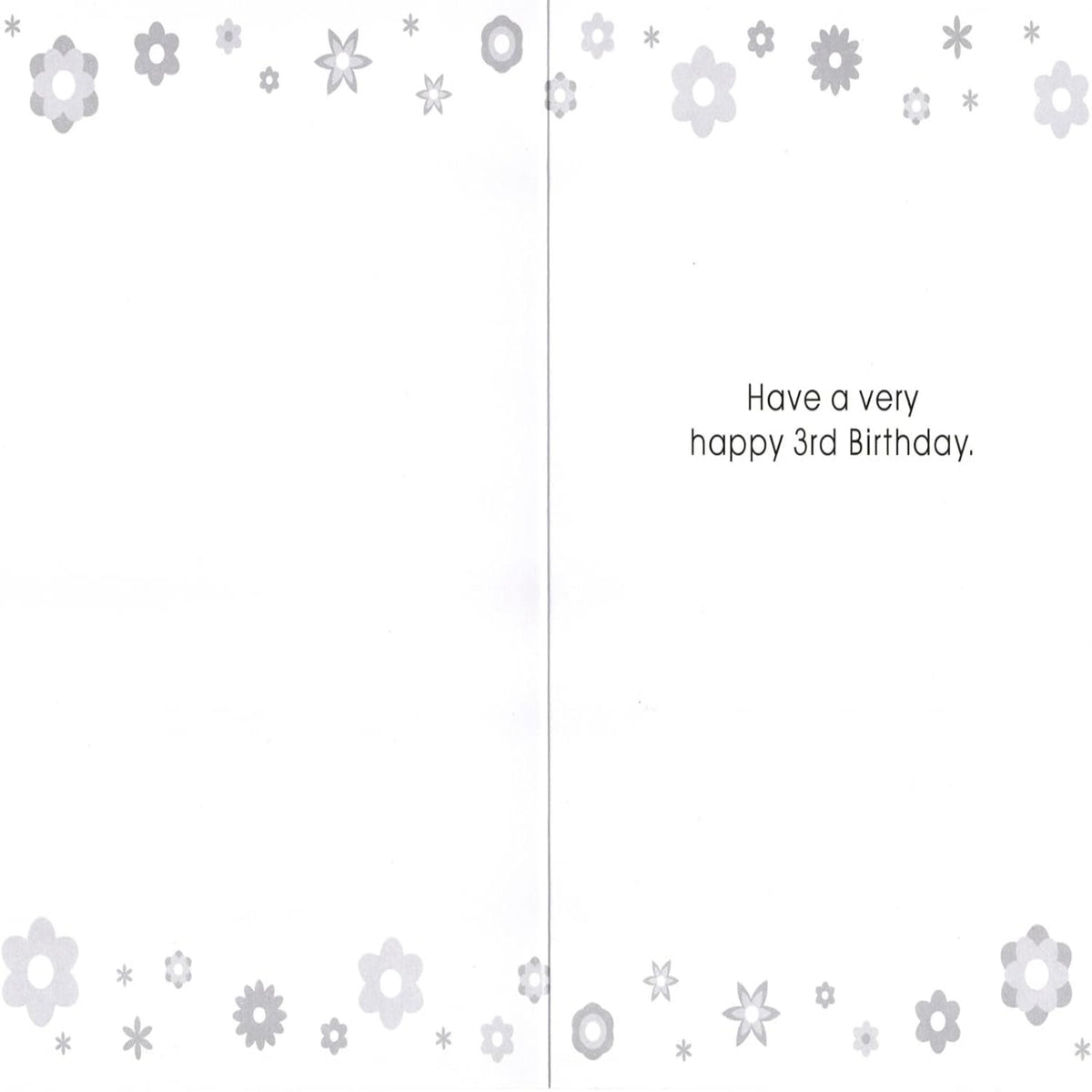 3rd Birthday Card | Three Today Silver Foil Flowers Card    -  133  x  196mm