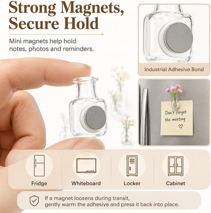 10 Pcs Cute Mini Vase Fridge Magnets - Glass Vase Magnets for Fridge with Mini Magnets - Tiny Vase Fridge Magnets for Kitchen Locker Office Decoration, Small Magnet Bud