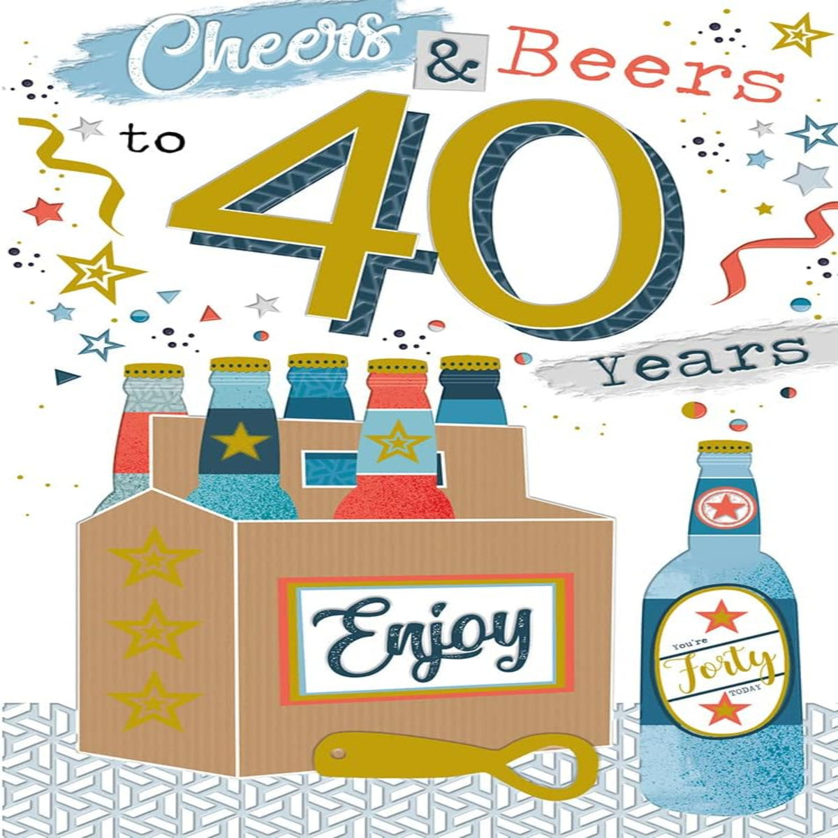 40th Birthday Card Cheers & Beers to 40 Years | Beer Design   -  15cm x 23cm