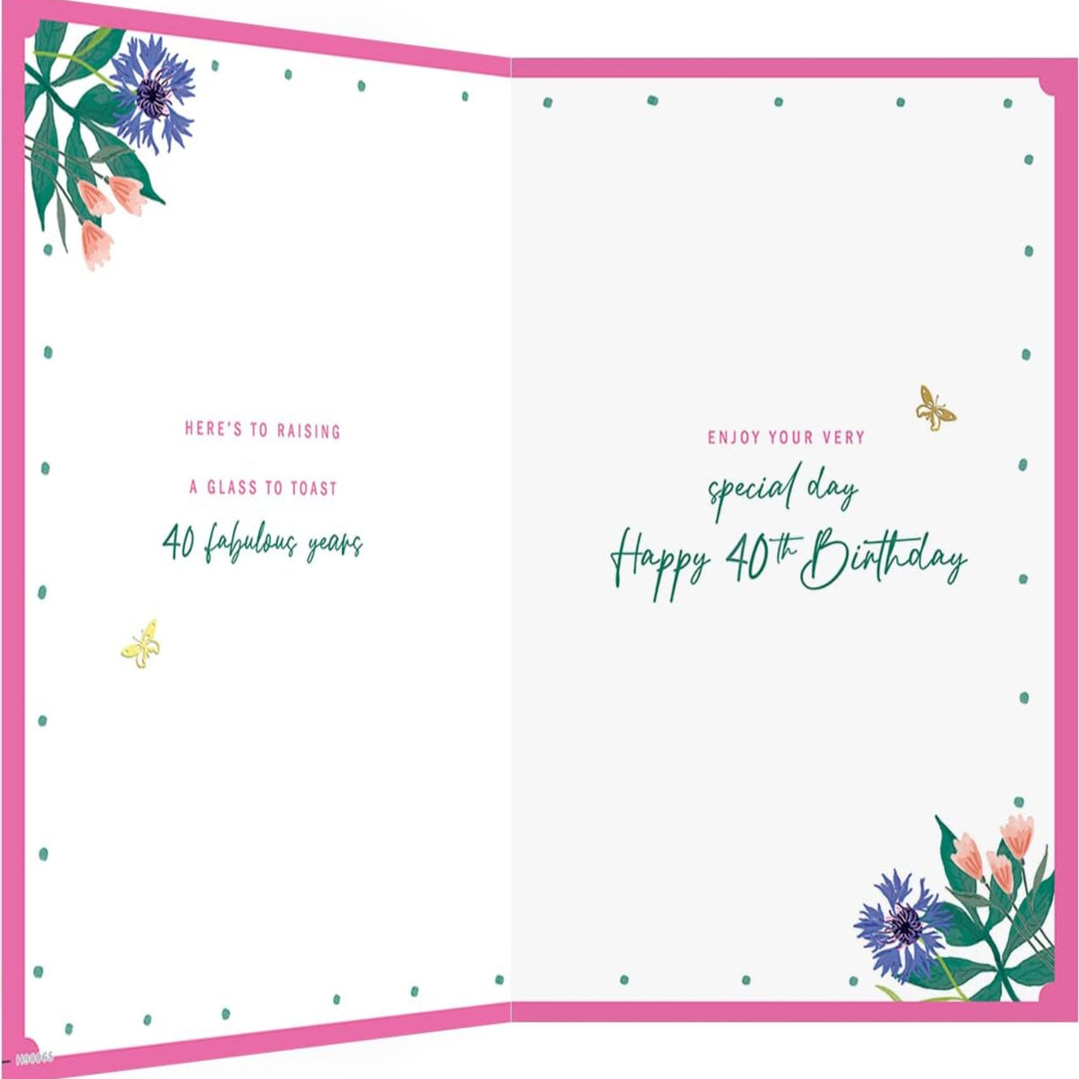 40th Birthday Card for Her   –   Milestone Age Card     -    Avant Garde   -    9  x  6 inches