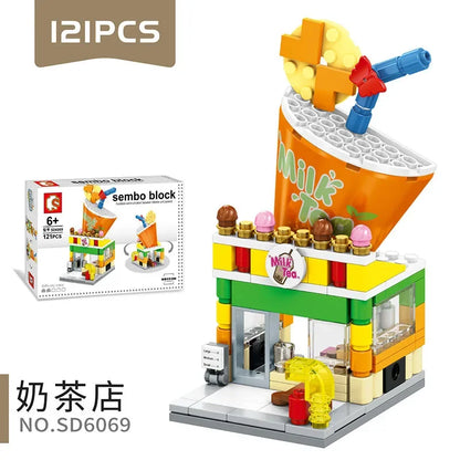 House Building Blocks Mini City Store Street View Snack Street Children'S Toys Boys and Girls Gifts Compatible with Lego