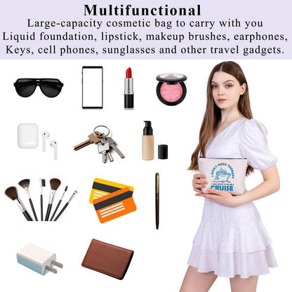 Cruise Makeup Bag for Women Family Cruise Vacation Gift I Don'T Need Therapy I Just Need to Go on a Cruise Travel Pouch (Therapy Go Cruise Bagu)