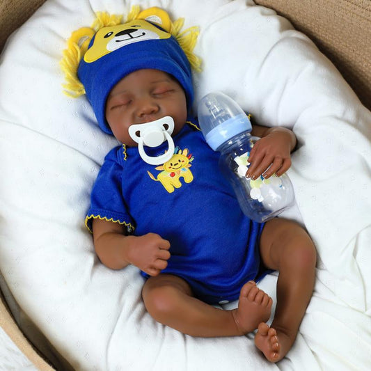 WOOROY Reborn Baby Doll - Birthday & Christmas Gift 18" Africa American Black & Brown Skin Cloth Body, Realistic Baby Dolls, Gift Ideas for Kids 3+