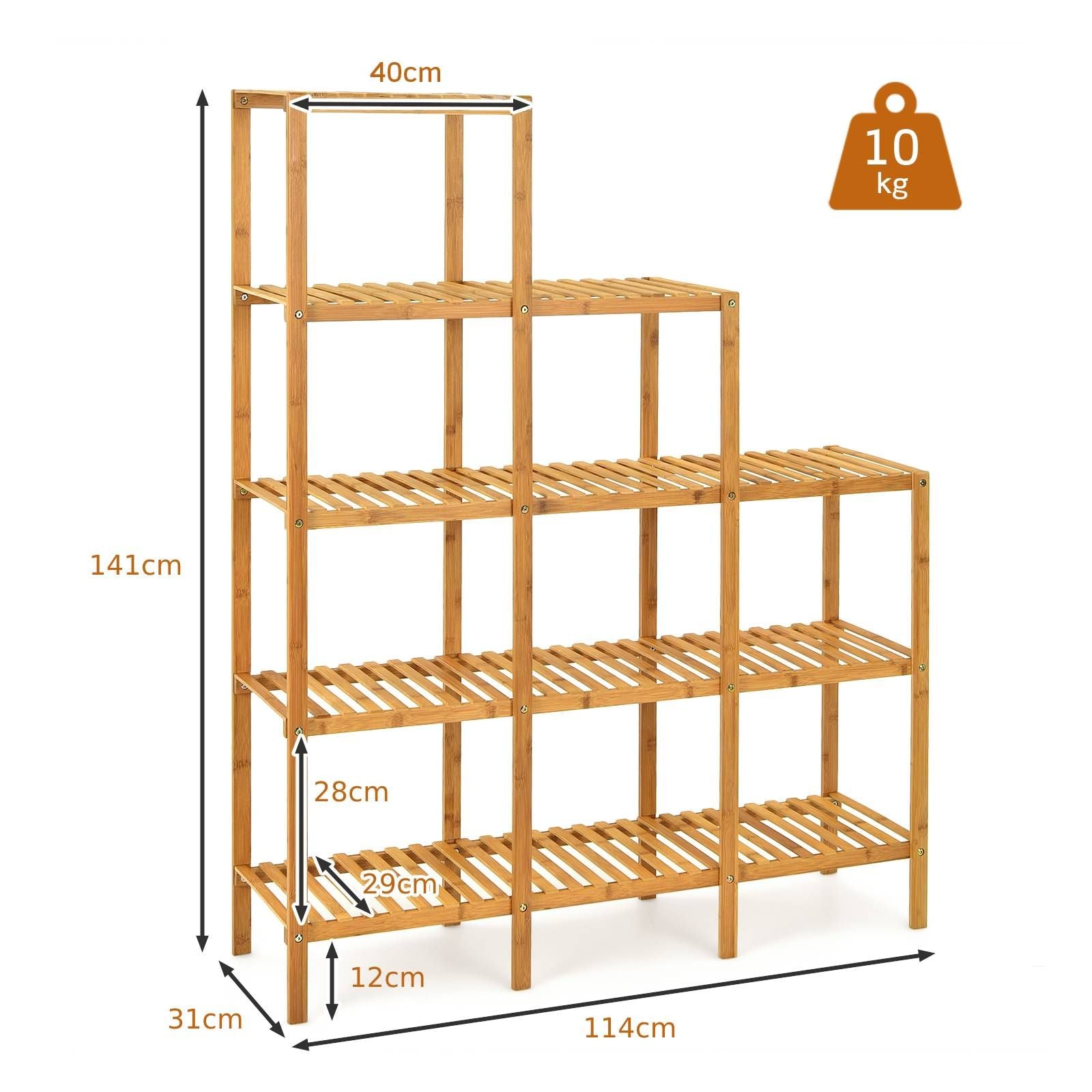 5-Tier Bamboo Plant Stand Storage Organizer Rack with Shelves