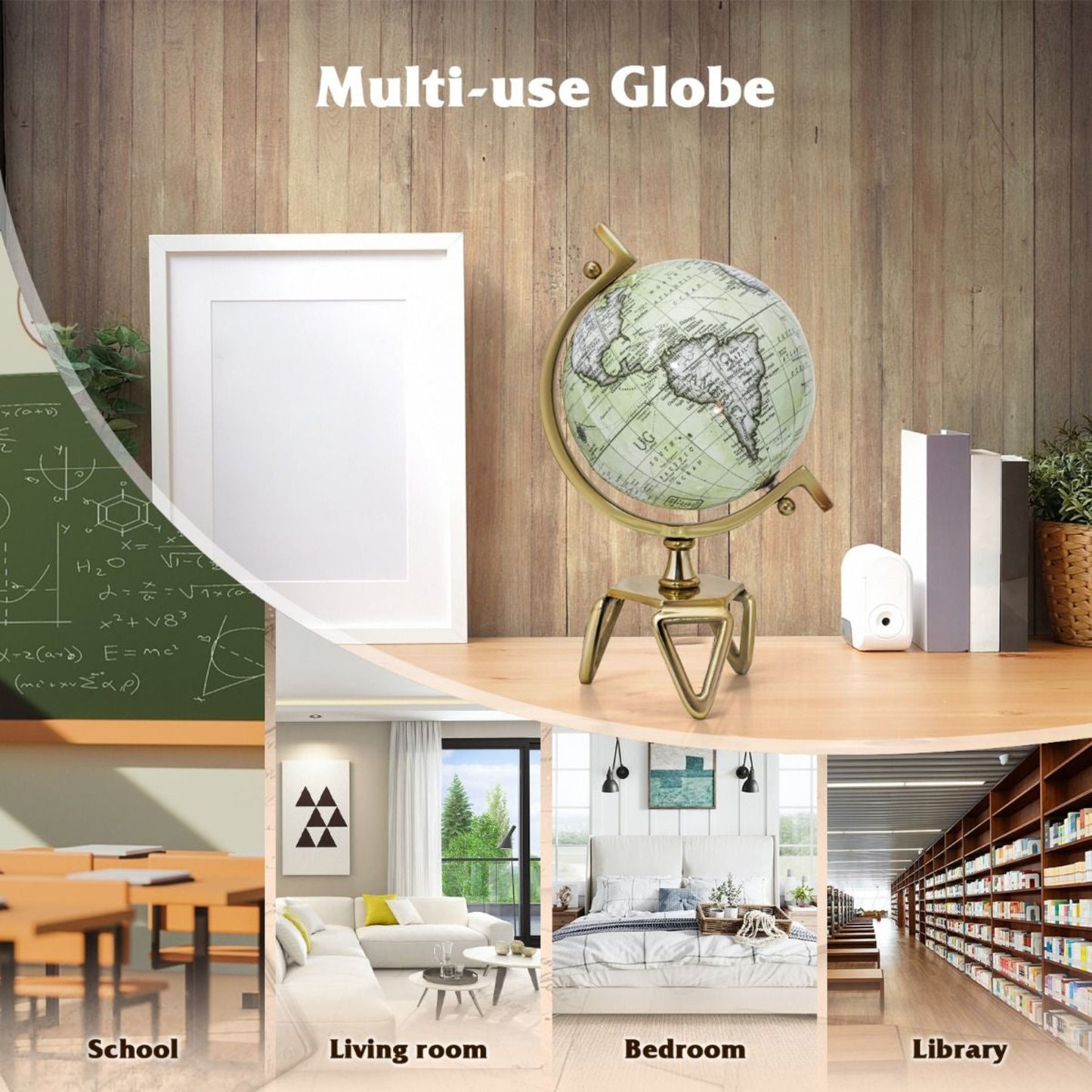 Educational Interactive Globe with Triangle Metal Stand and Metal Meridian