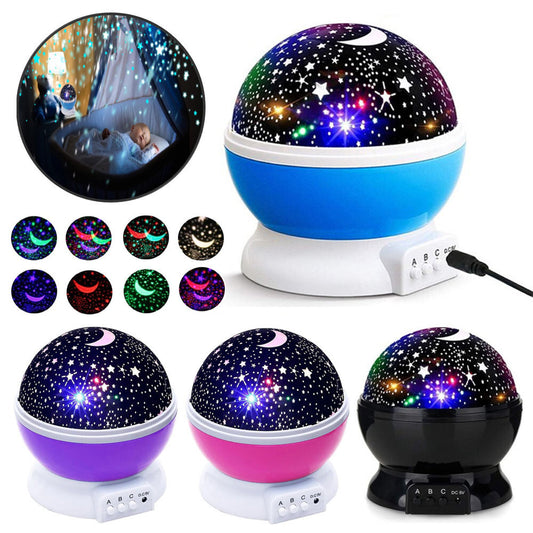 Starry Night Light Projector Star Sky Moon Lamp Kids Bedroom Lights Rotating LED