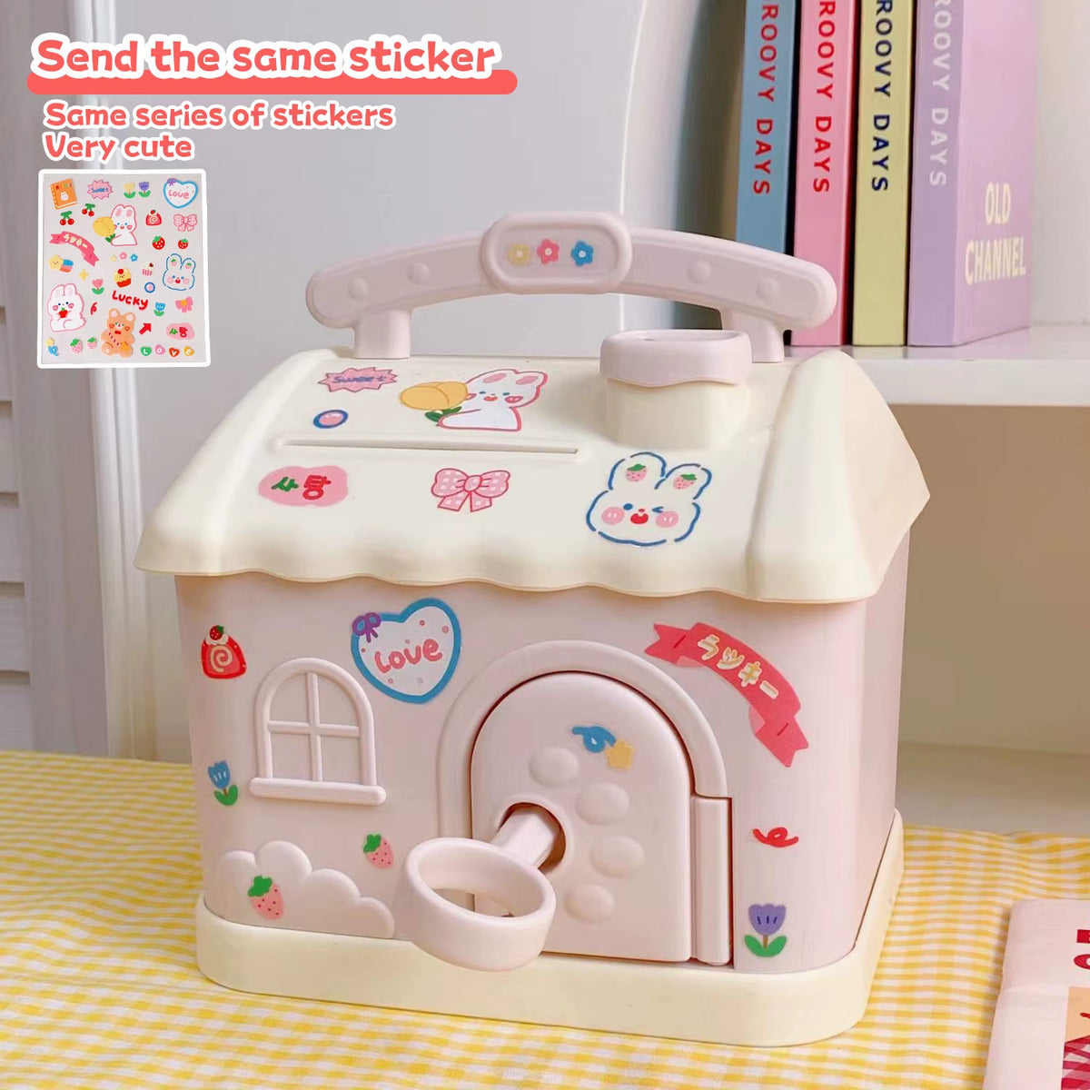 Money Box Piggy Bank Creative Cartoon Design Cute Little House Depositable Large Capacity Plastic Money Box