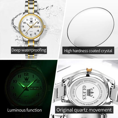 Luxury Quartz Watch for Women Elegant Stainless Steel Watch Luminous Waterproof Week Date Wristwatch Ladies Dress Watch
