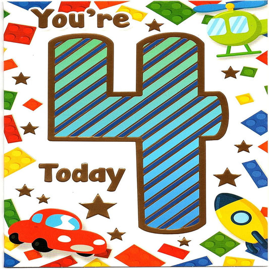 4th Birthday Card for Boy – Fun Age 4 Children’s Card  -  19  x  13 cm