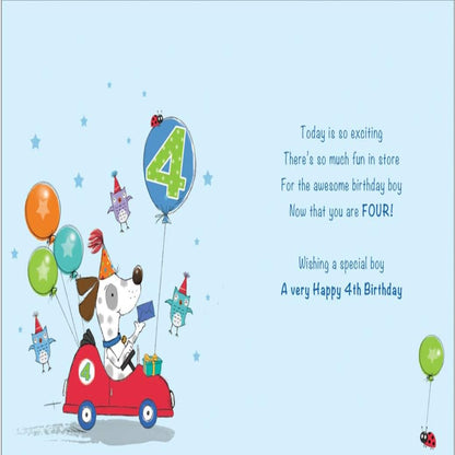 4th Birthday Card | Age 4 Birthday Card for Boys   -   Regal Publishing    -   8 x 6 inches