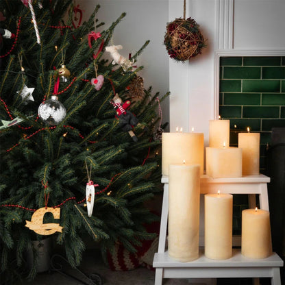 - Square Vanilla Pillar Candles - 120 Hours - Cream