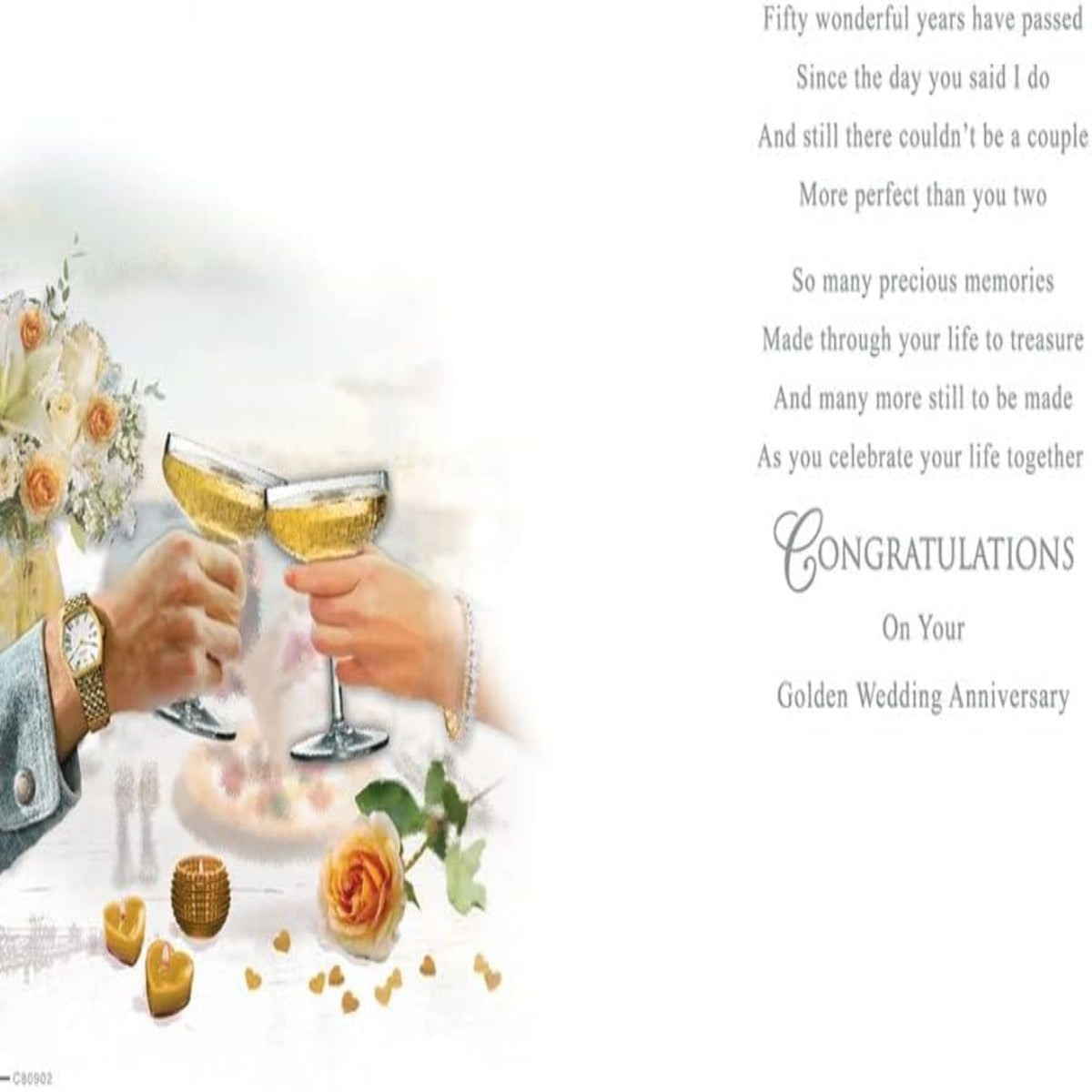 50th Golden Wedding Anniversary Card – Special Friend Anniversary Greeting Card  -  14.5cm  x  12cm