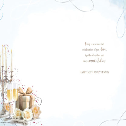 50th Golden Anniversary Card for Mum & Dad  -   Lovely Verse  -  15cm  x  23cm