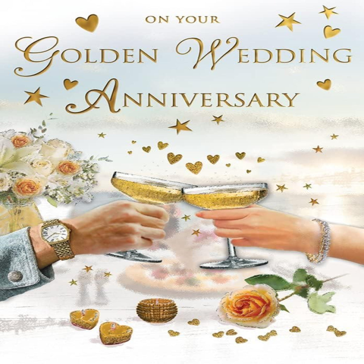 50th Golden Wedding Anniversary Card – Special Friend Anniversary Greeting Card  -  14.5cm  x  12cm