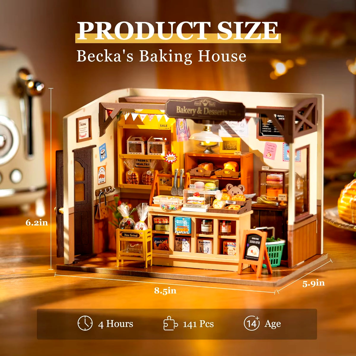 Rolife Becka'S Baking House 3D Puzzle DIY Miniature Dollhouse Kit Amazing Gift for Children DG161