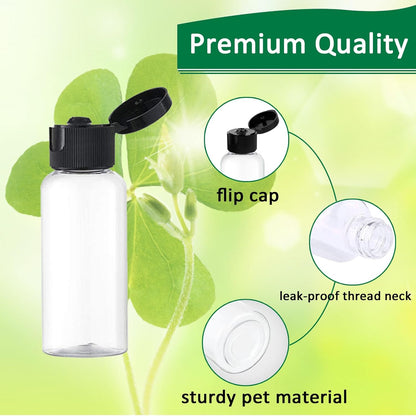 6PCS 50ML Plastic Travel Bottles with Flip Cap Empty Squeeze Bottles Refillable Travel Container with Funnel & Label TSA Approved for Liquids Lotion Toiletries Cosmetic (Transparent)
