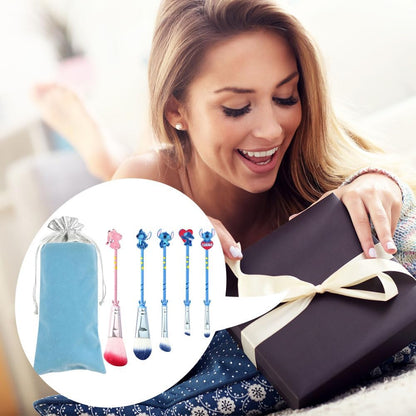 5Pcs Cartoon Makeup Brushes Set with Bag, Kawaii Cosmetic Brushes Anime Collection for Foundation Blush Eyeshadow Eyebrow Eyeliner Face Concealer Powder Makeup Brush Gift for Girl Women