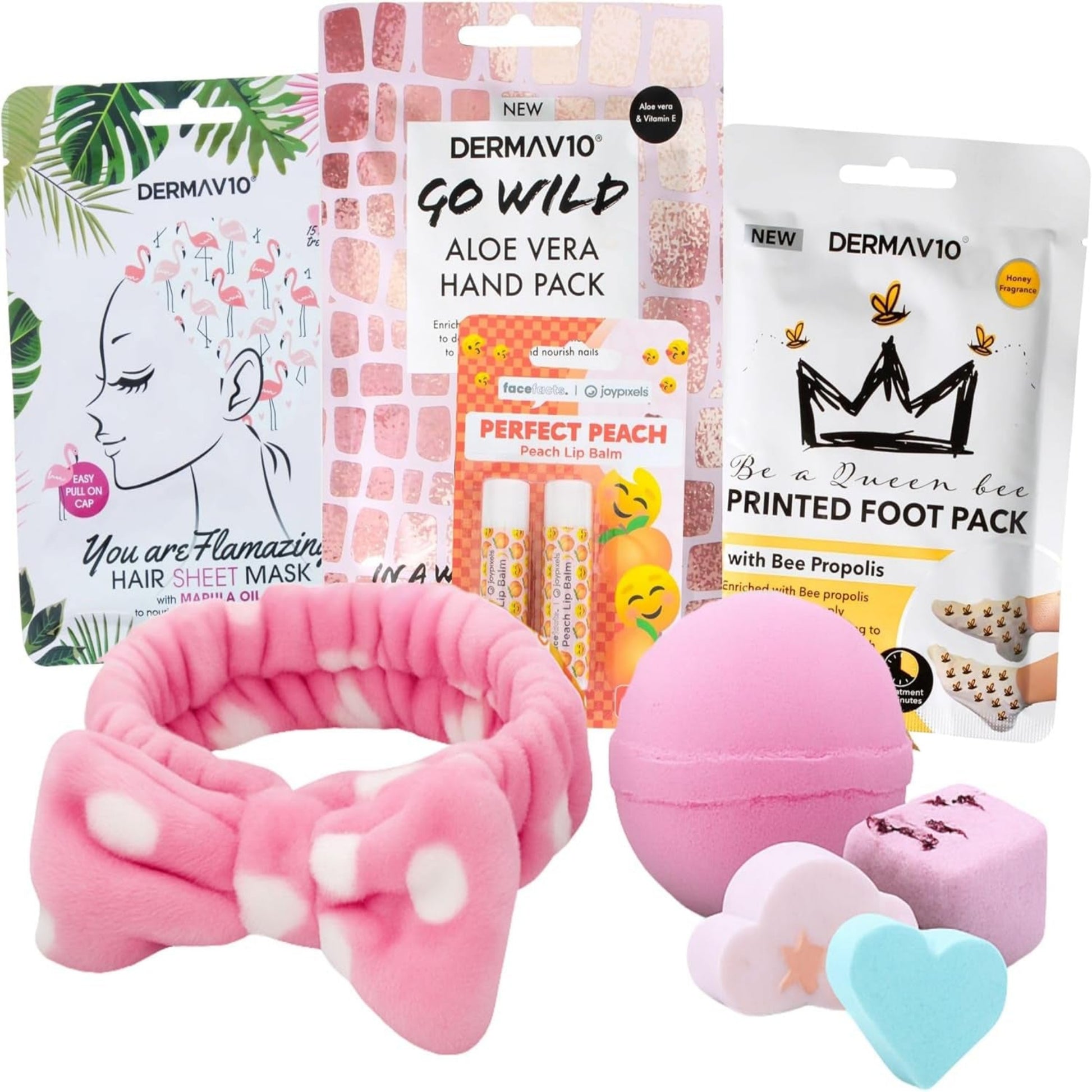 Skin Care for Teenage Girls - Girls Pamper Set with Spa Headband, Bath Bomb and Shower Steamers, Marshmallow Soaps, Peel off Face Mask, Hair Mask, Foot Mask, Hand Mask and Lip Balm Set Spa Hamper