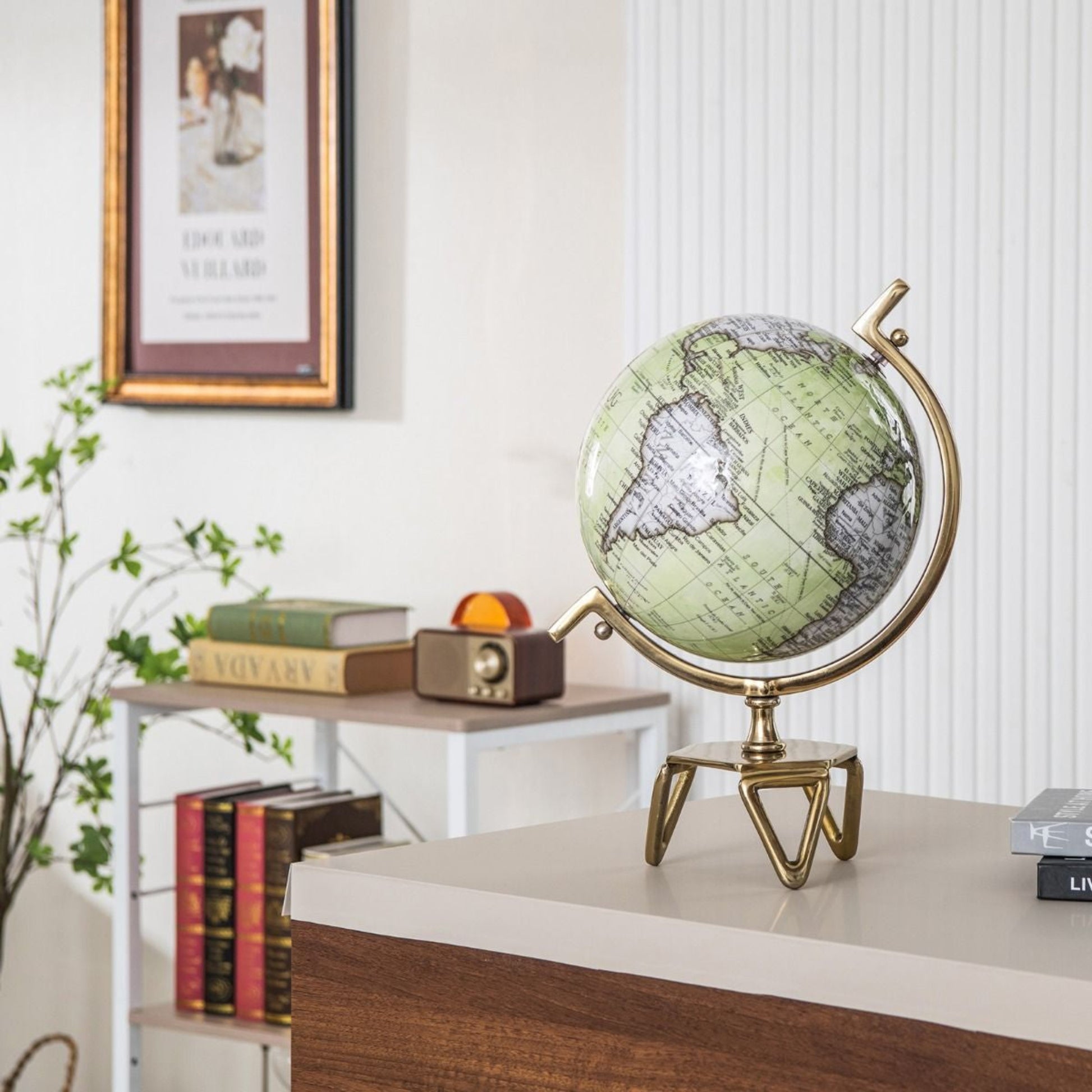 Educational Interactive Globe with Triangle Metal Stand and Metal Meridian