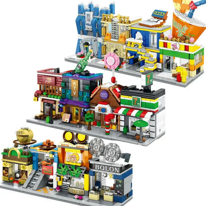 House Building Blocks Mini City Store Street View Snack Street Children'S Toys Boys and Girls Gifts Compatible with Lego