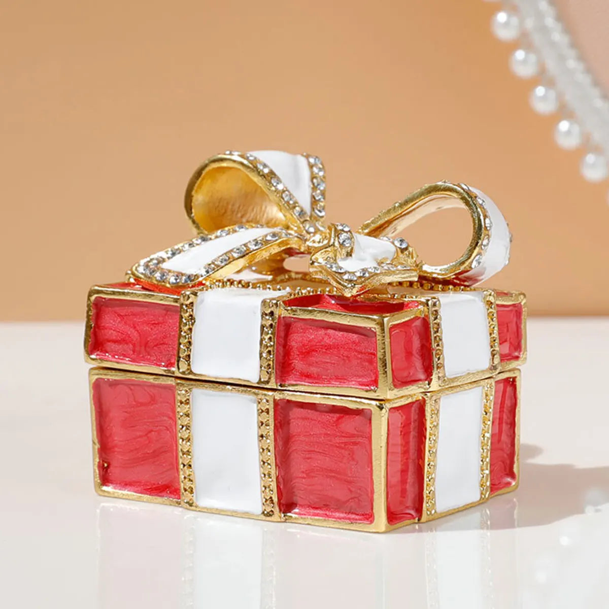 Pink Butterfly Trinket Box,Bow Hinged Jewelry Box Decorated with Crystal ,Alloy Storage Box