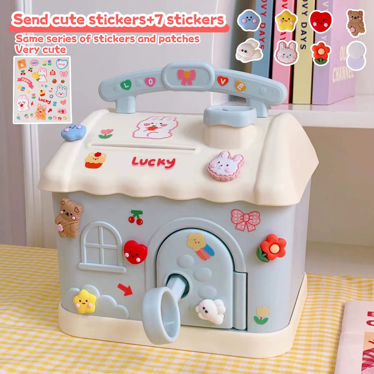 Money Box Piggy Bank Creative Cartoon Design Cute Little House Depositable Large Capacity Plastic Money Box