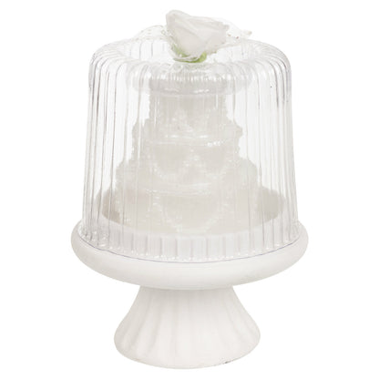 Luxury White Tiered Wedding Cake Candle Topper on Stand Table Center Piece Decor