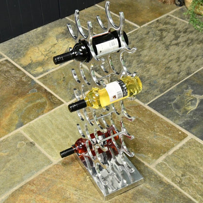 Modern Wine Bottle Stand Floor Standing Aluminium Bottle Silver Wine Rack Drinks