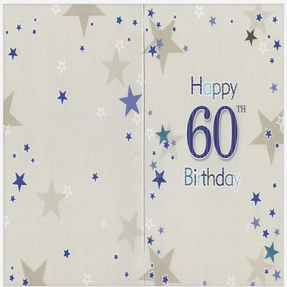 60th Birthday Card for Men   –   Male Birthday Card   -   Blue    -   19cm   x   13.5cm